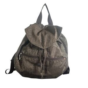 Baggallini Brown Leopard Nylon Backpack Travel Tote Bag